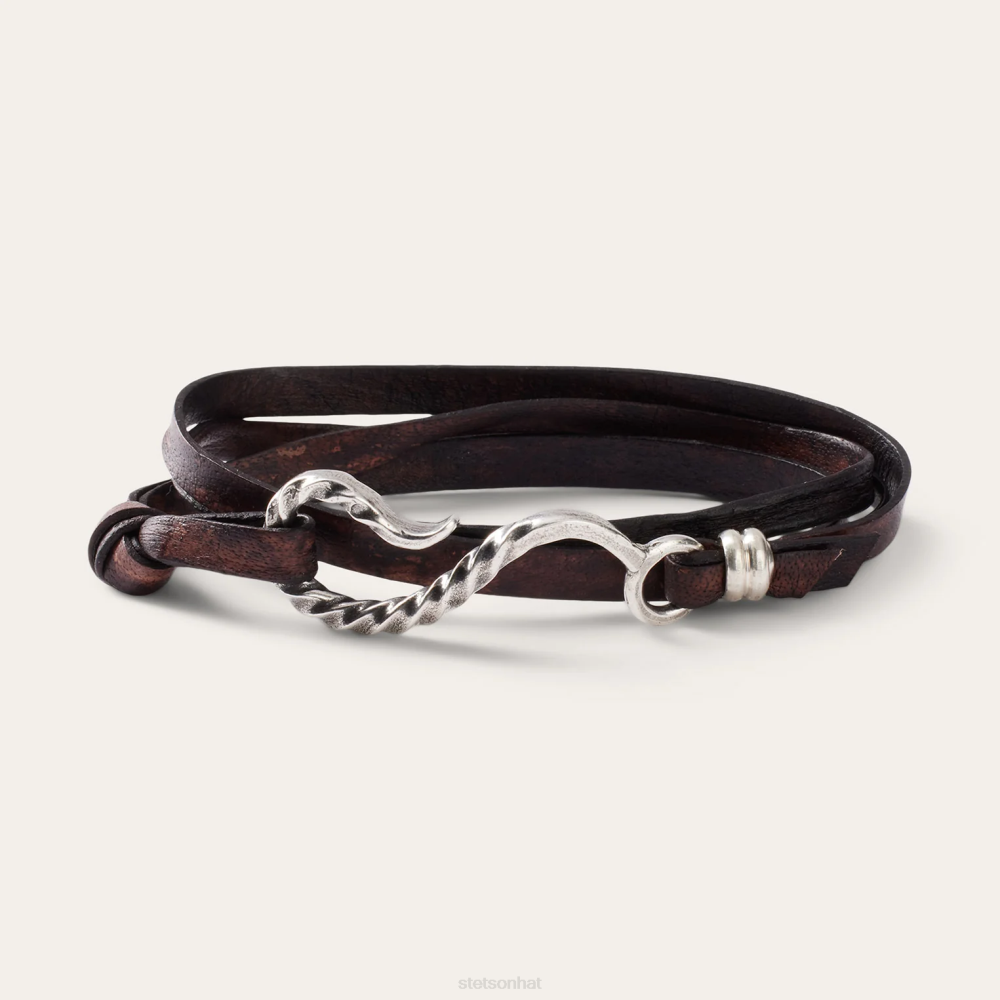 Stetson Hook Leather Bracelet Brown Leather Men Accessory 00LX417