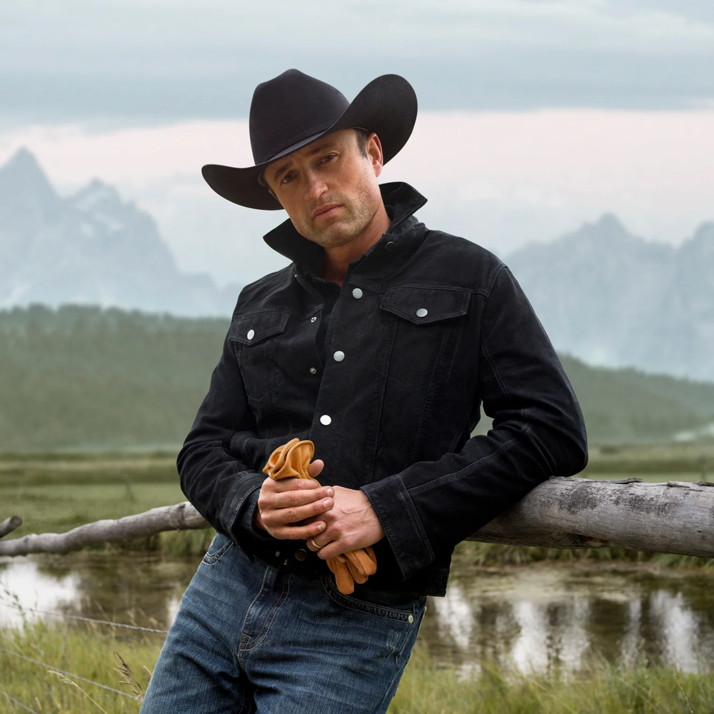 Stetson Leather Jean Jacket Black Men Apparel 00LX412