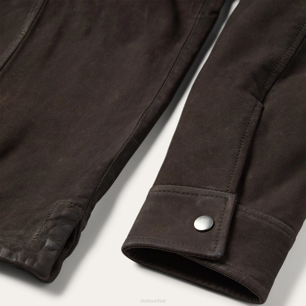 Stetson Leather Western Shirt Jacket Brown Men Apparel 00LX413