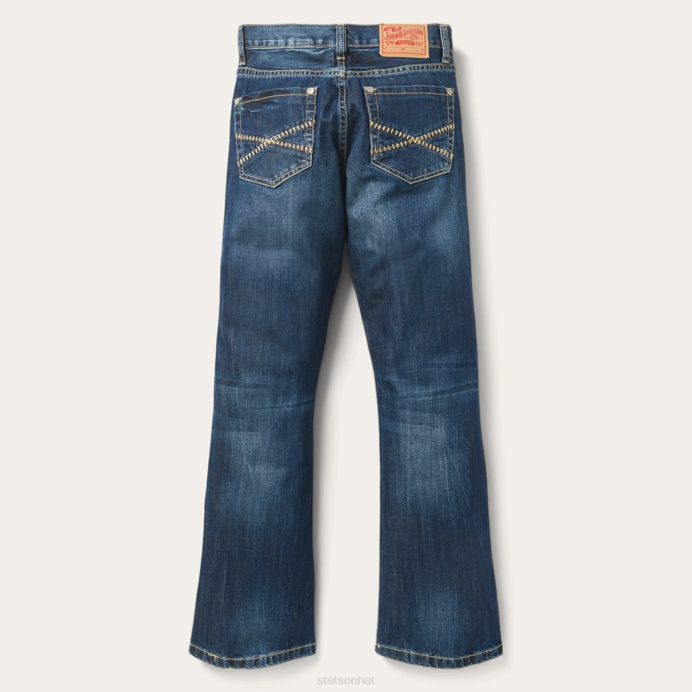 Stetson 1014 Fit Semi-Destructed Wash Jeans Blue Men Apparel 00LX386