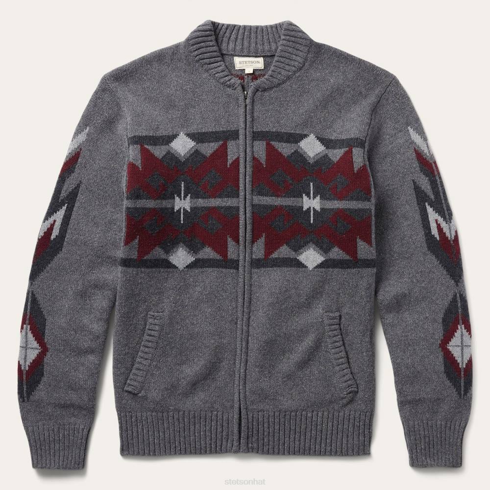 Stetson Aztec Cardigan Grey Men Apparel 00LX396