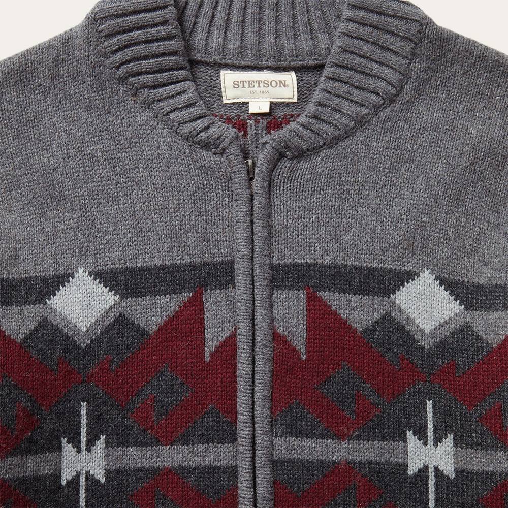 Stetson Aztec Cardigan Grey Men Apparel 00LX396