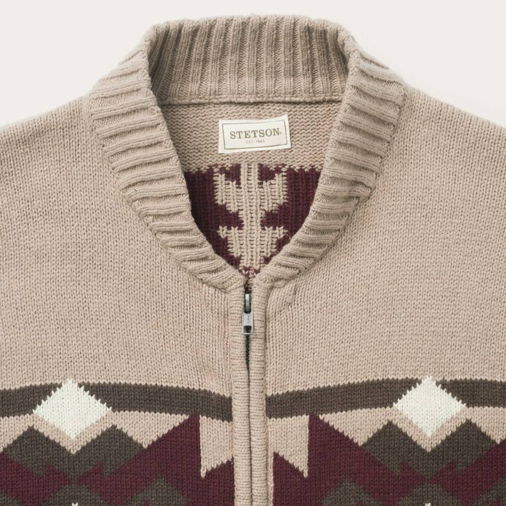 Stetson Gray Aztec Cardigan Brown Men Apparel 00LX405