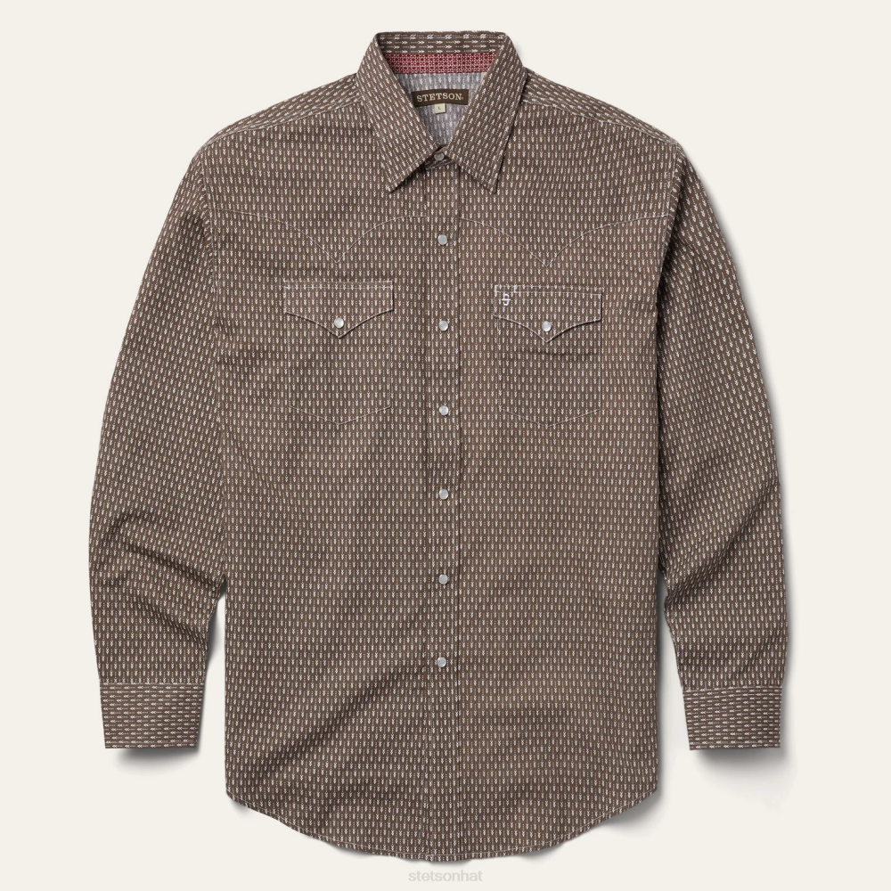 Stetson Arrow Print Western Shirt Grey Men Apparel 00LX350