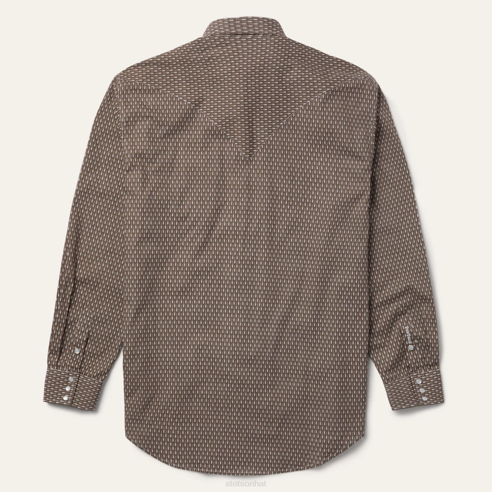 Stetson Arrow Print Western Shirt Grey Men Apparel 00LX350