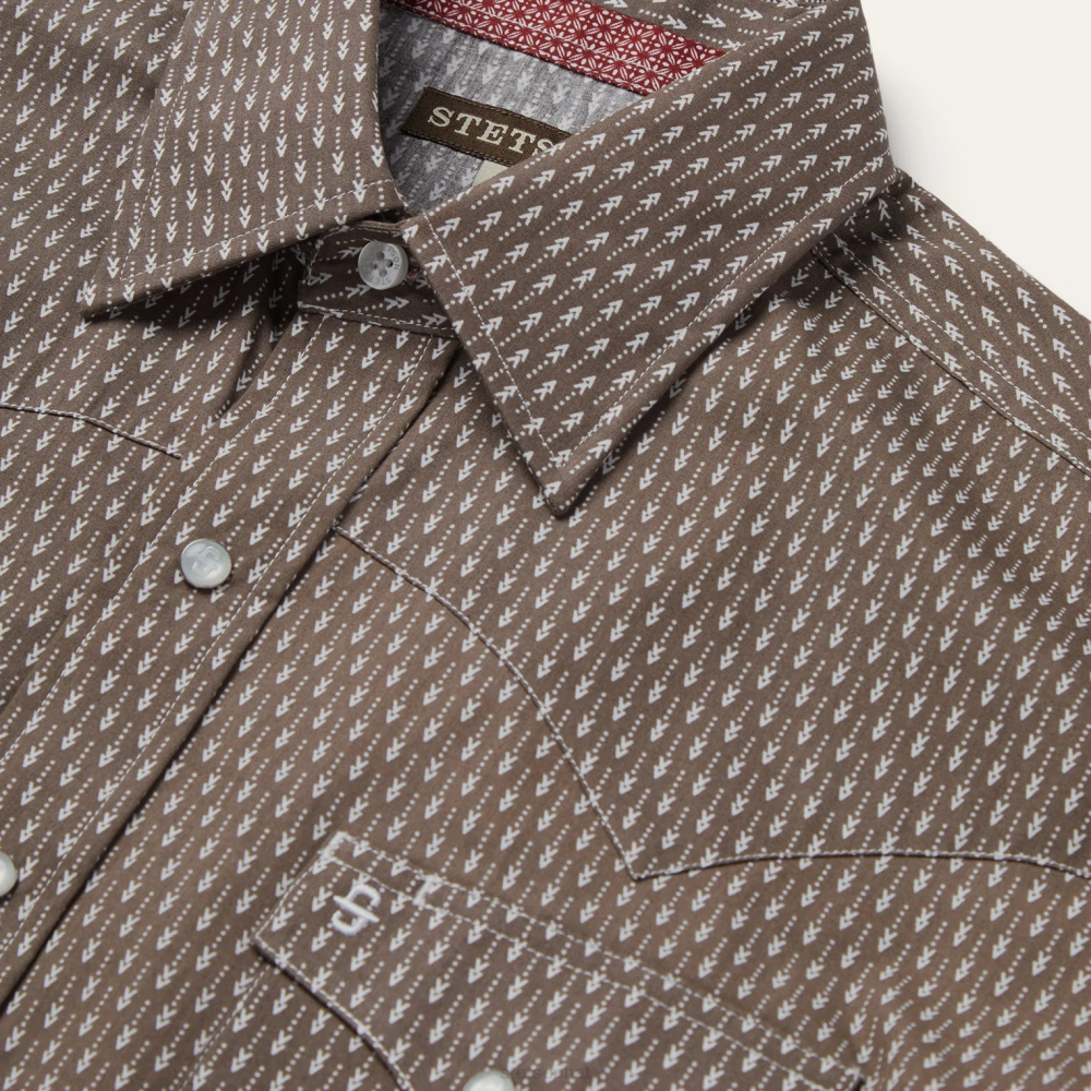 Stetson Arrow Print Western Shirt Grey Men Apparel 00LX350