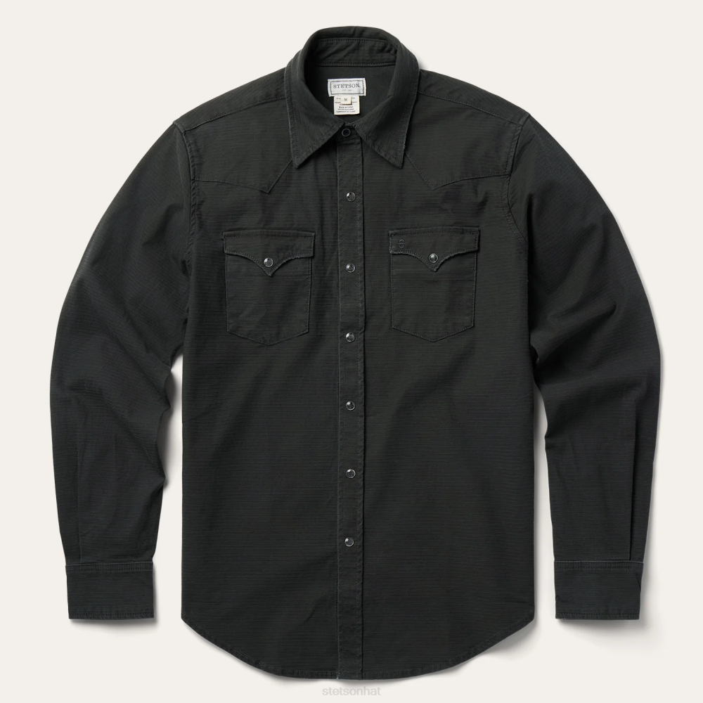 Stetson Charcoal Corded Denim Shirt Grey Men Apparel 00LX301