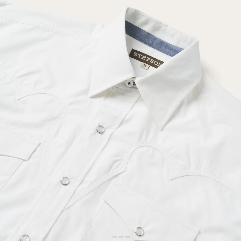 Stetson Classic Solid Snap Poplin Shirt White Men Apparel 00LX323