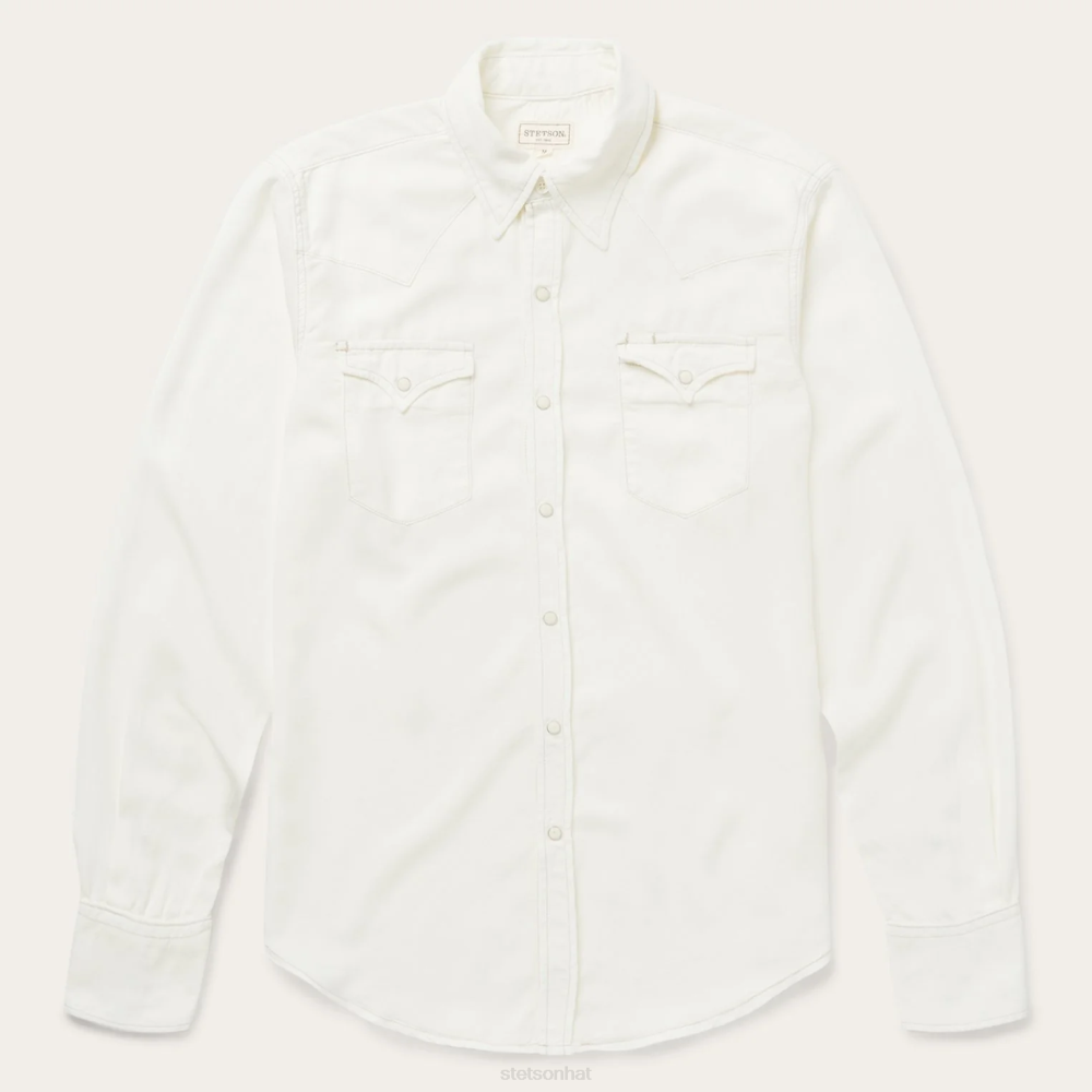Stetson Cream Tencel Twill Shirt White Men Apparel 00LX307