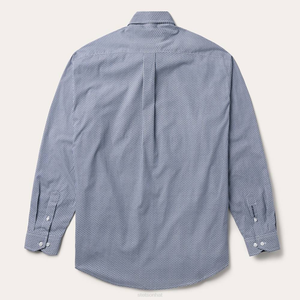 Stetson Deco Geo Print Button Front Shirt Blue Men Apparel 00LX329