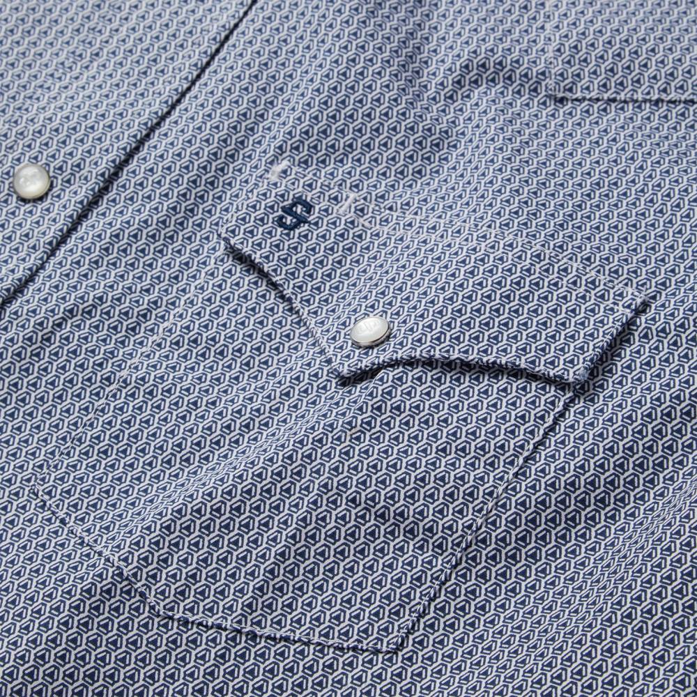 Stetson Deco Geo Print Western Shirt Blue Men Apparel 00LX327