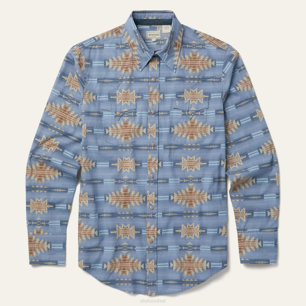 Stetson Desert Horizon Shirt Blue Men Apparel 00LX343