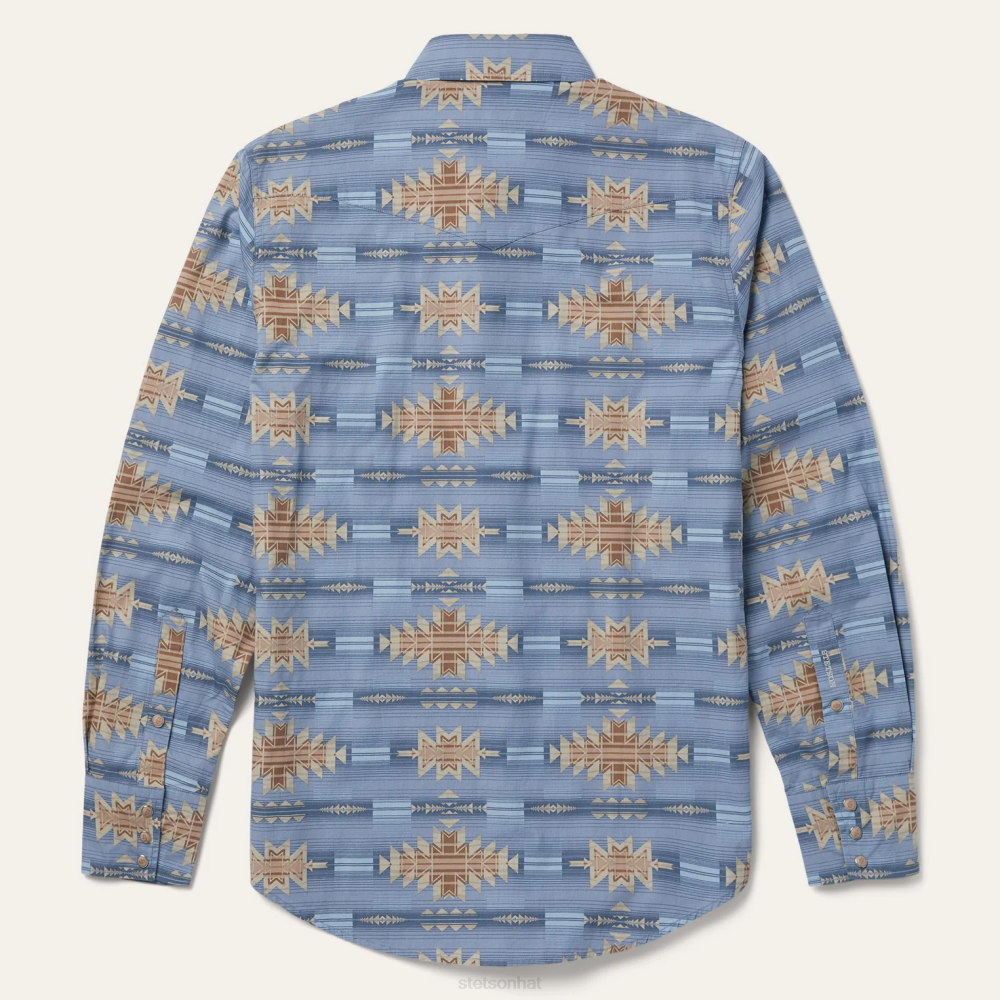Stetson Desert Horizon Shirt Blue Men Apparel 00LX343