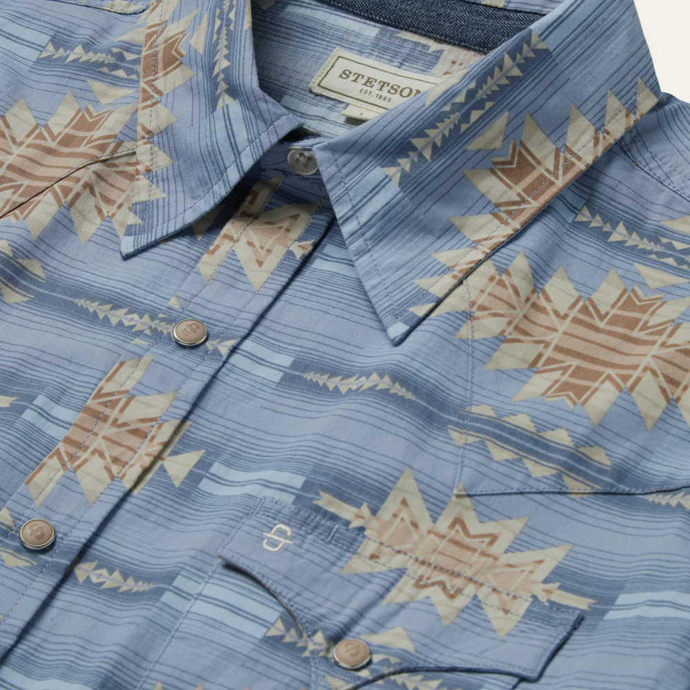 Stetson Desert Horizon Shirt Blue Men Apparel 00LX343