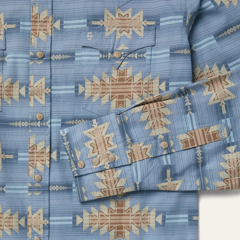 Stetson Desert Horizon Shirt Blue Men Apparel 00LX343