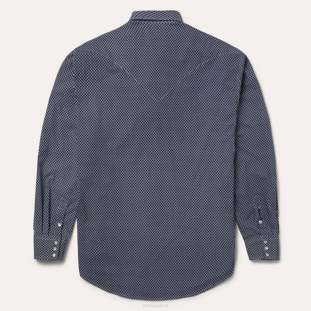 Stetson Diamond Geo Western Shirt Blue Men Apparel 00LX355