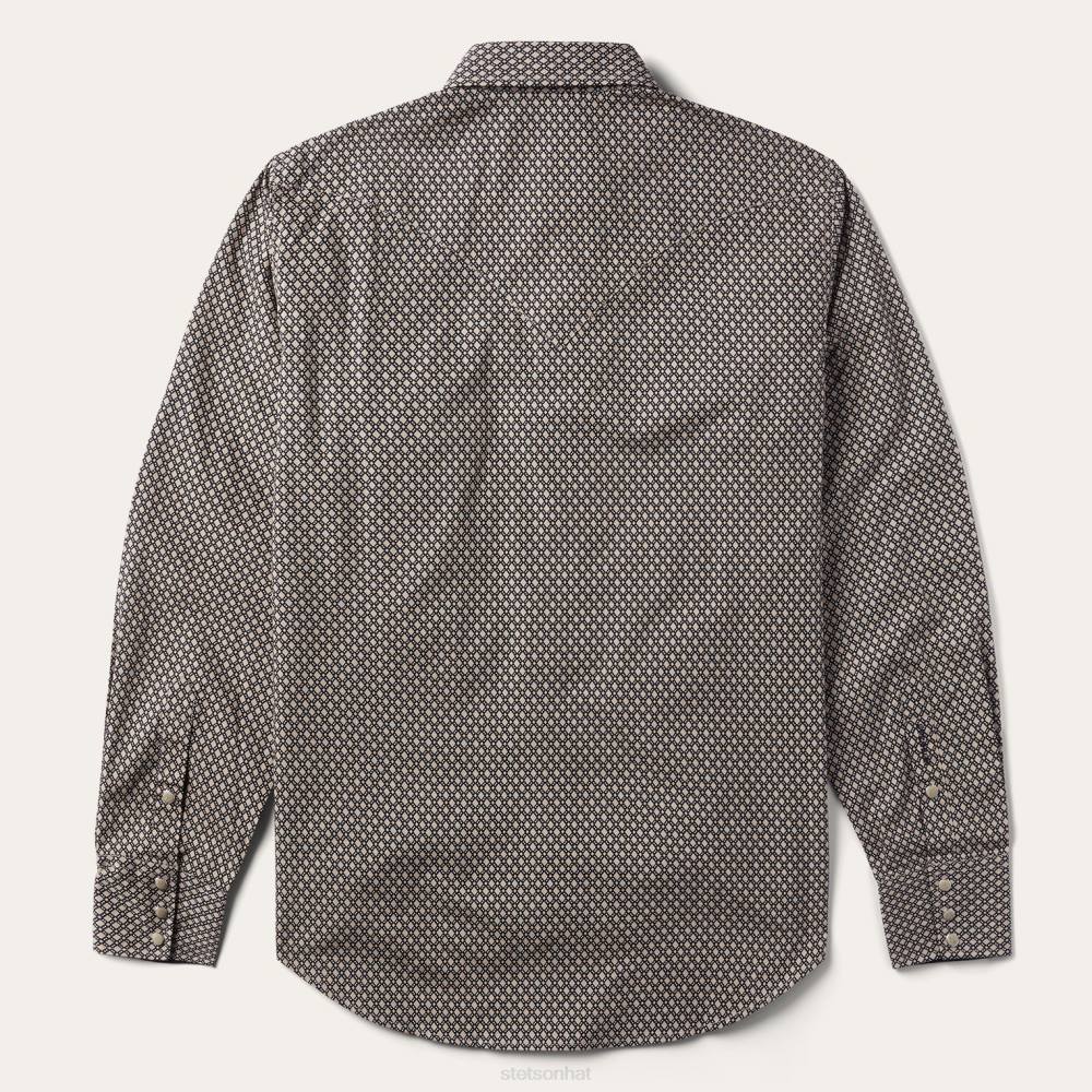 Stetson Diamond Print Western Shirt Brown Men Apparel 00LX324