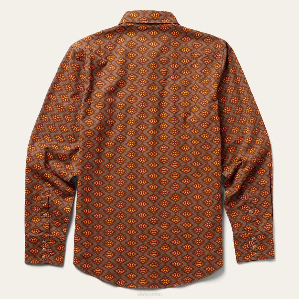 Stetson Diamondback Western Shirt Orange Men Apparel 00LX369