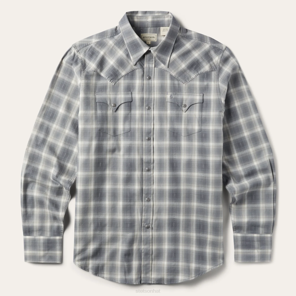 Stetson Dobby Twill Plaid Shirt Brown Men Apparel 00LX338