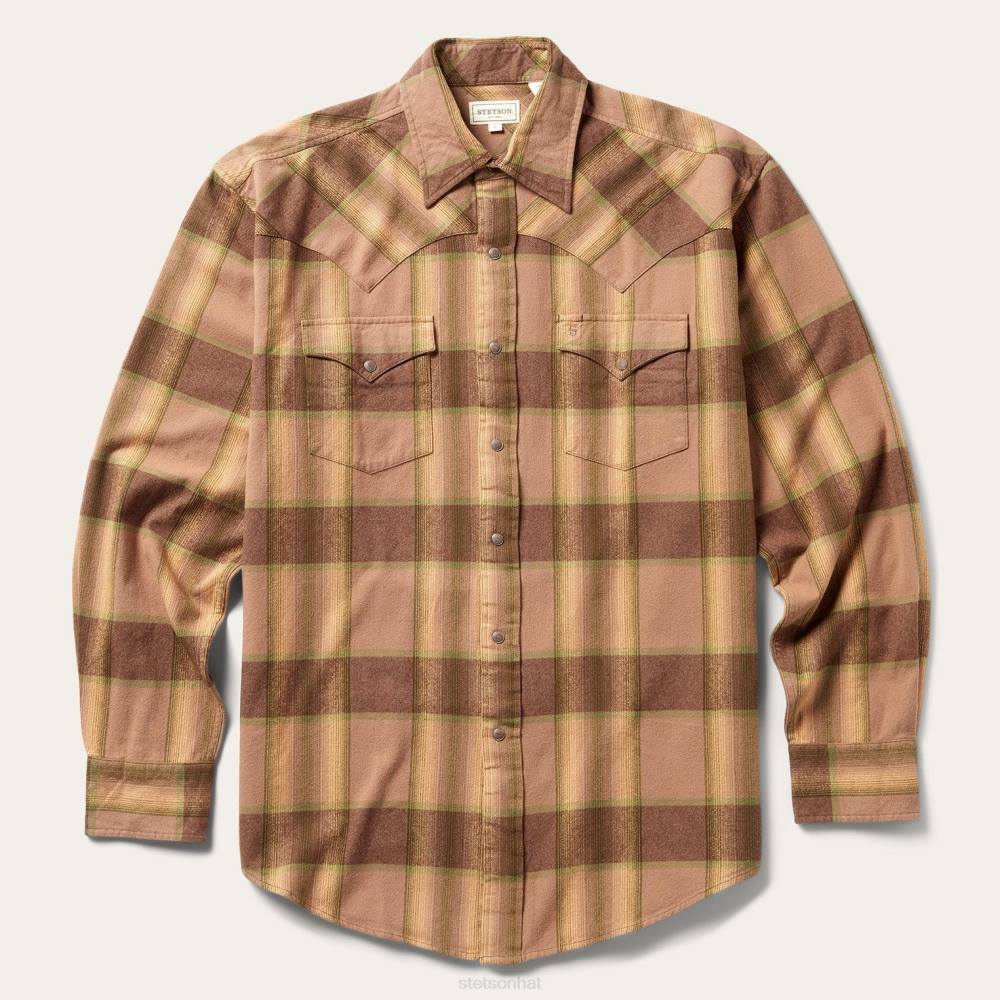 Stetson Flannel Western Shirt Brown Men Apparel 00LX340