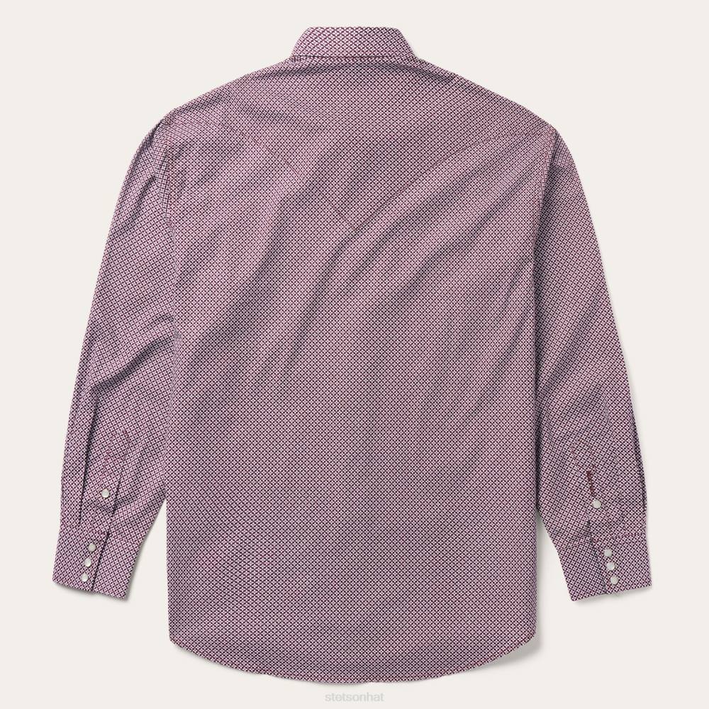 Stetson Four Point Geo Print Western Shirt Blue Men Apparel 00LX372