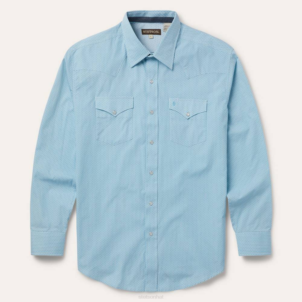 Stetson Geo Western Shirt Blue Men Apparel 00LX356
