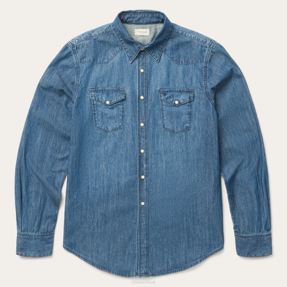 Stetson Medium Denim Shirt Blue Men Apparel 00LX337