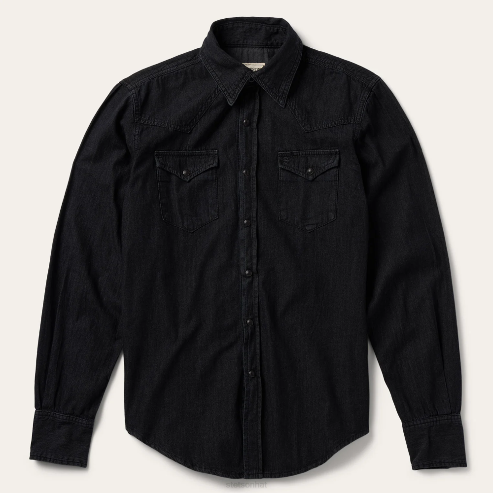 Stetson Modern Denim Western Shirt Black Men Apparel 00LX326