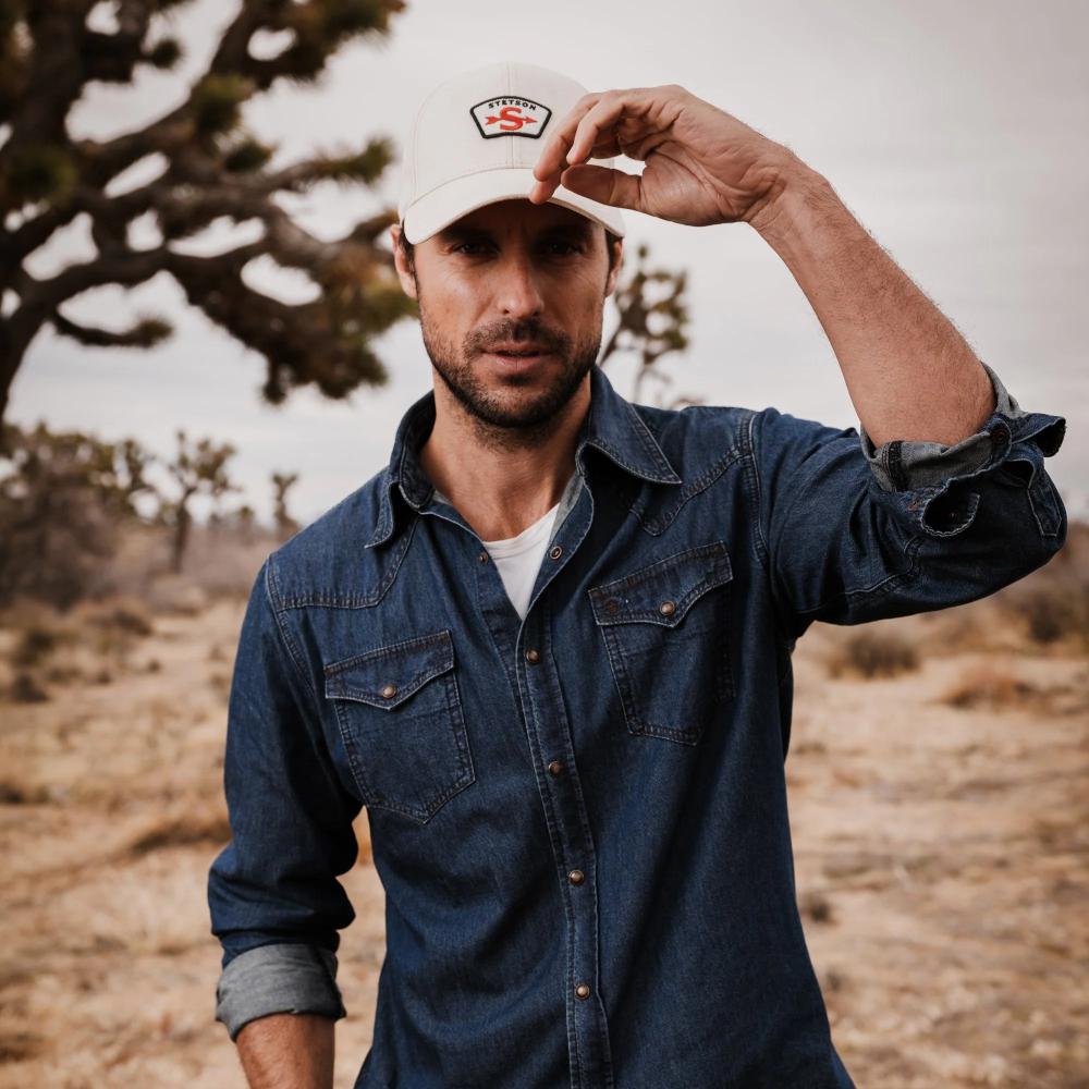 Stetson Modern Denim Western Shirt Blue Men Apparel 00LX357