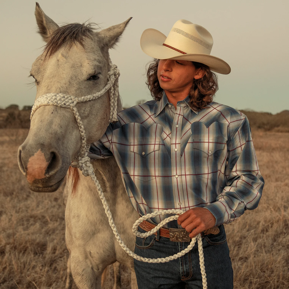 Stetson Ombre Western Shirt Blue Men Apparel 00LX359