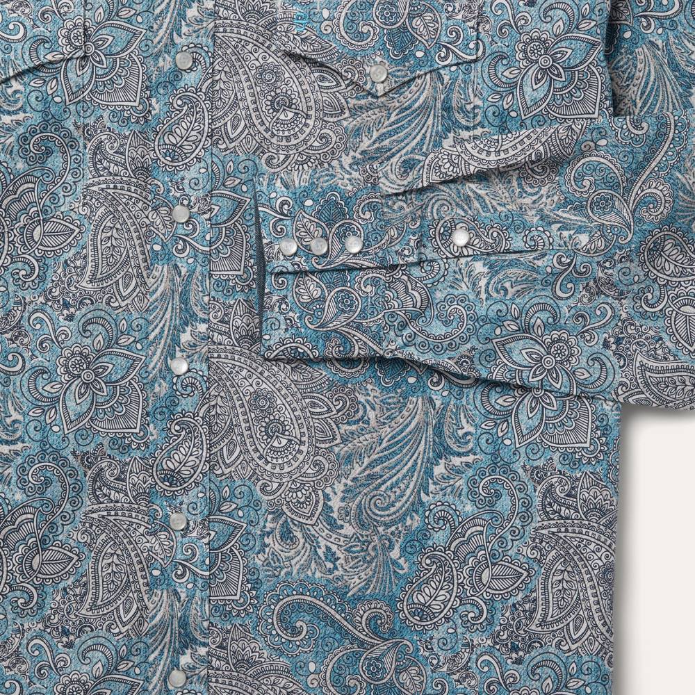Stetson Paisley Western Shirt Green Men Apparel 00LX358