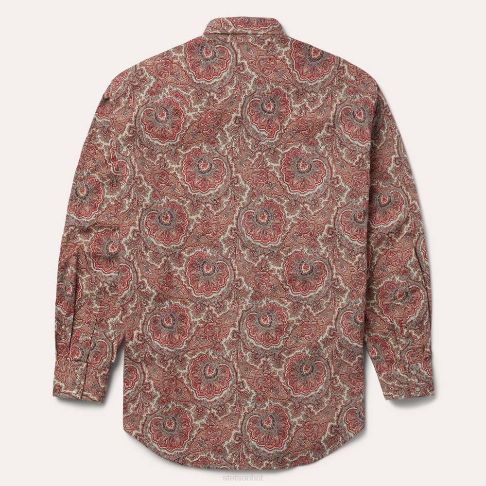 Stetson Paisley Western Shirt Red Men Apparel 00LX346