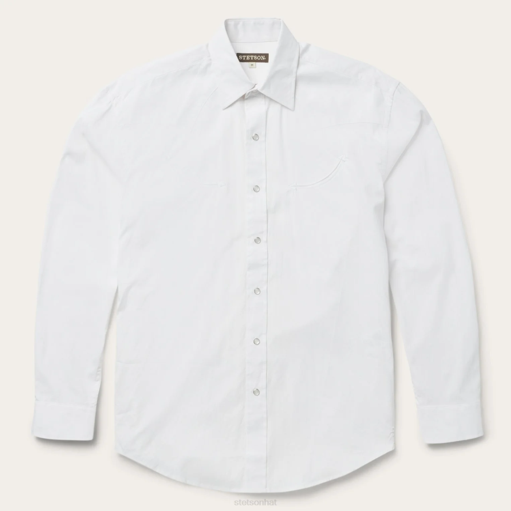 Stetson Pin Point Oxford Shirt White Men Apparel 00LX320