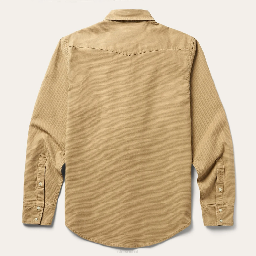 Stetson Premium Ribbed Western Shirt Green Men Apparel 00LX376