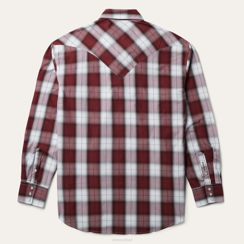 Stetson Shadow Plaid Western Shirt Wine Men Apparel 00LX331