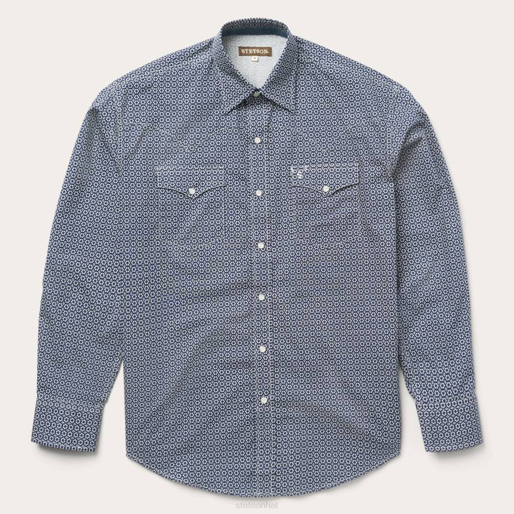 Stetson Snap Front Shirt Blue Men Apparel 00LX364