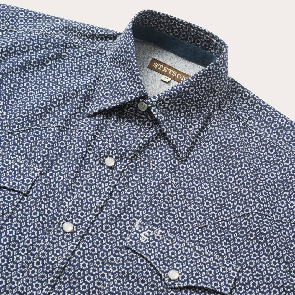 Stetson Snap Front Shirt Blue Men Apparel 00LX364