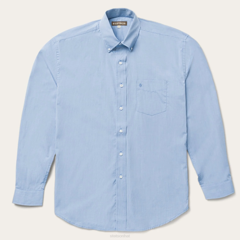 Stetson Solid One-Pocket Snap-Front Shirt Blue Men Apparel 00LX321