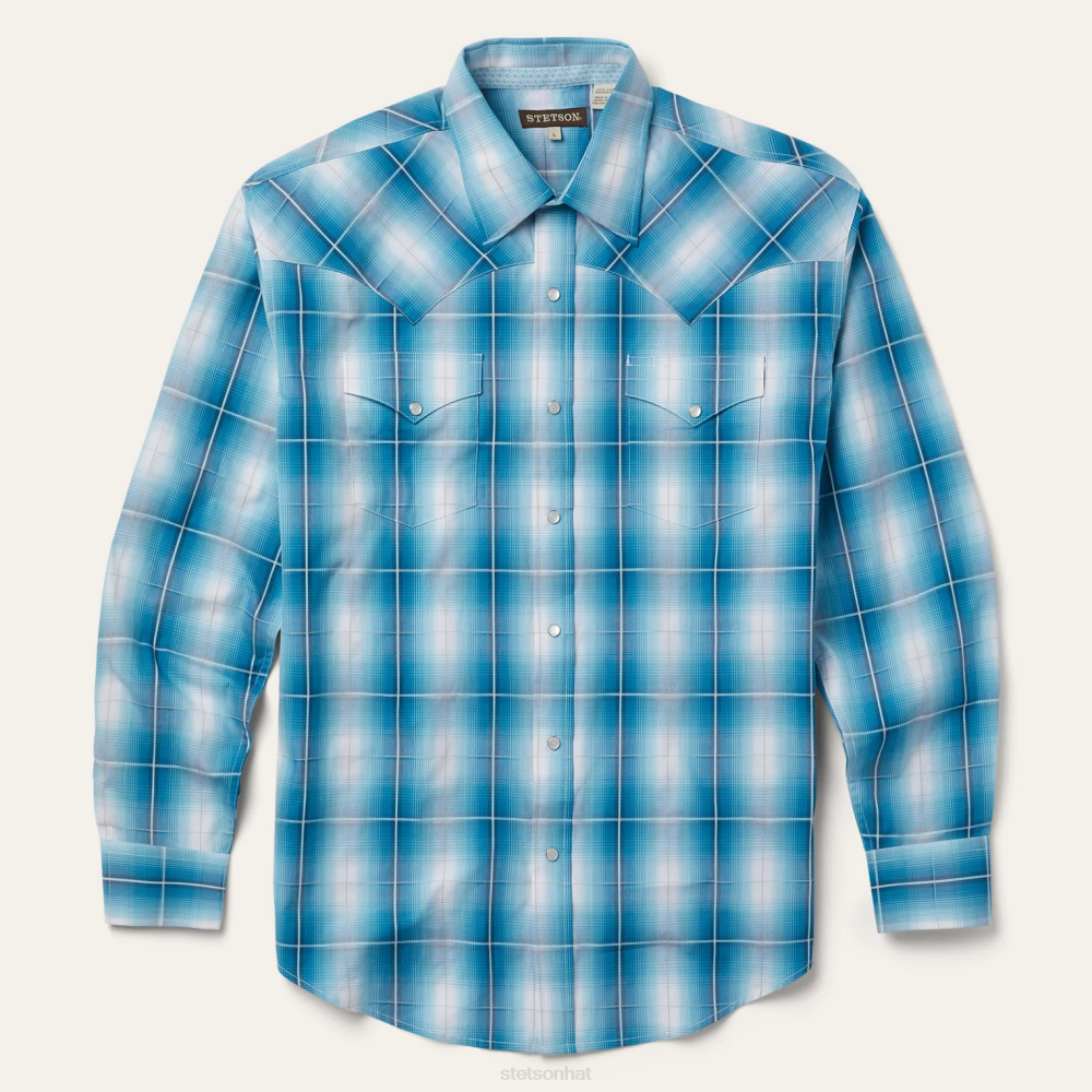 Stetson Turquoise Plaid Shirt Blue Men Apparel 00LX360