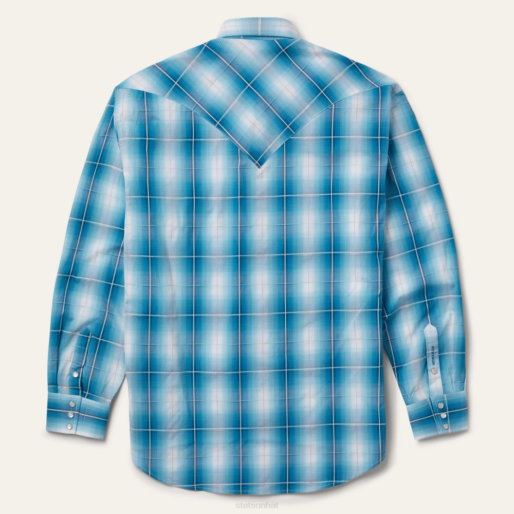 Stetson Turquoise Plaid Shirt Blue Men Apparel 00LX360