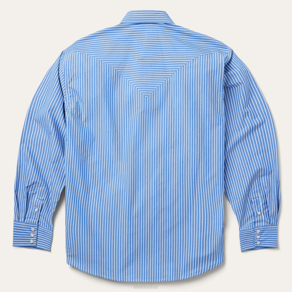 Stetson Western Stripe Shirt Blue Men Apparel 00LX298
