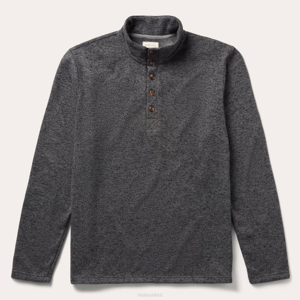 Stetson Button-Front Pullover Knit Sweater Grey Men Apparel 00LX403
