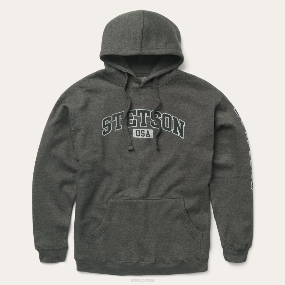 Stetson Charcoal Heather Fleece Hooded Sweatshirt Grey Men Apparel 00LX411