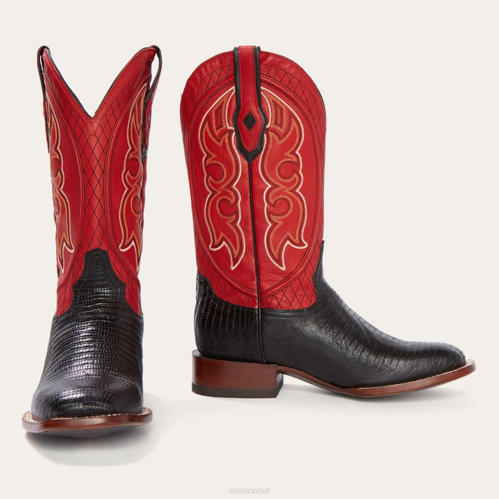 Stetson Arlington Matte Cowboy Boot Black Teju Red Men Footwear 00LX234