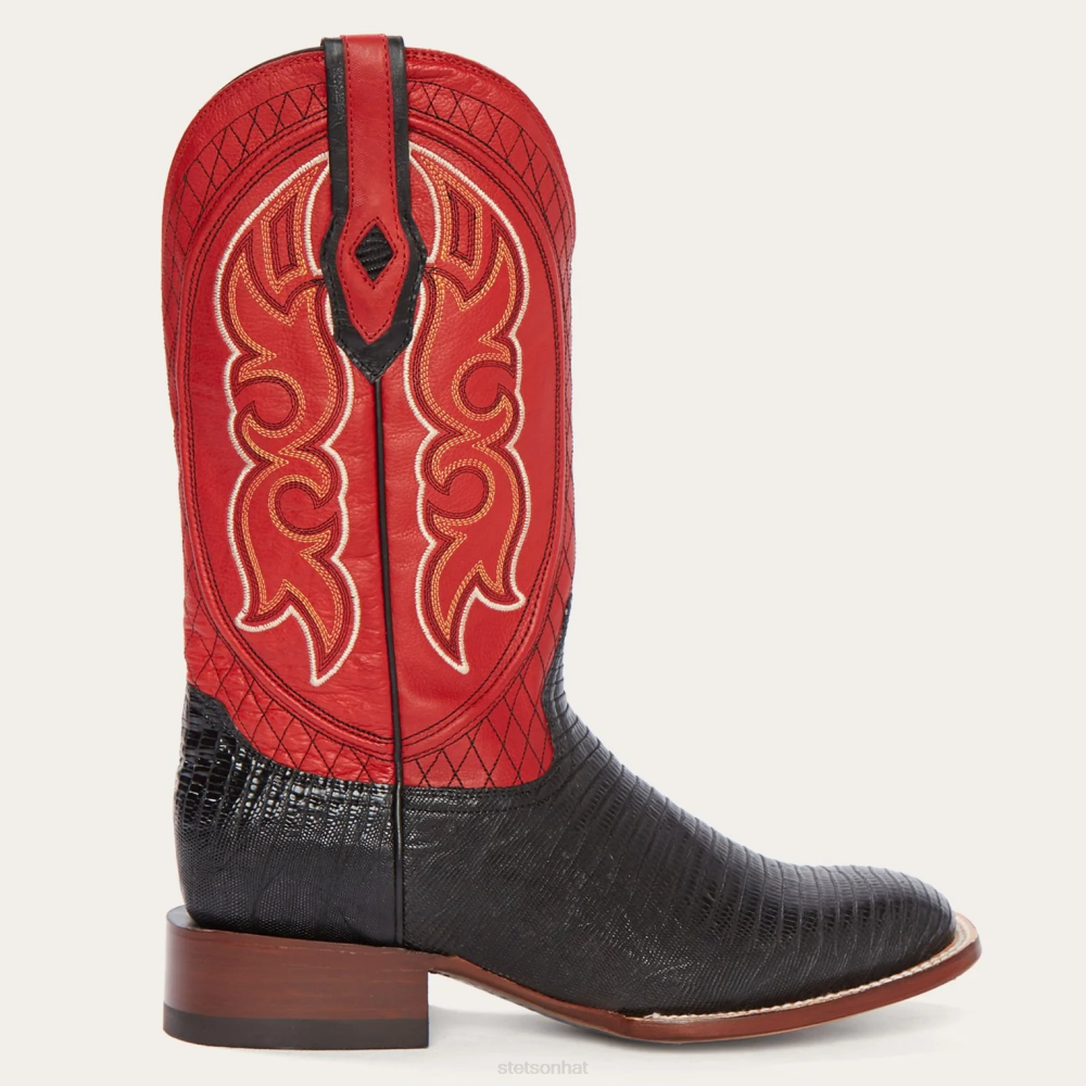 Stetson Arlington Matte Cowboy Boot Black Teju Red Men Footwear 00LX234