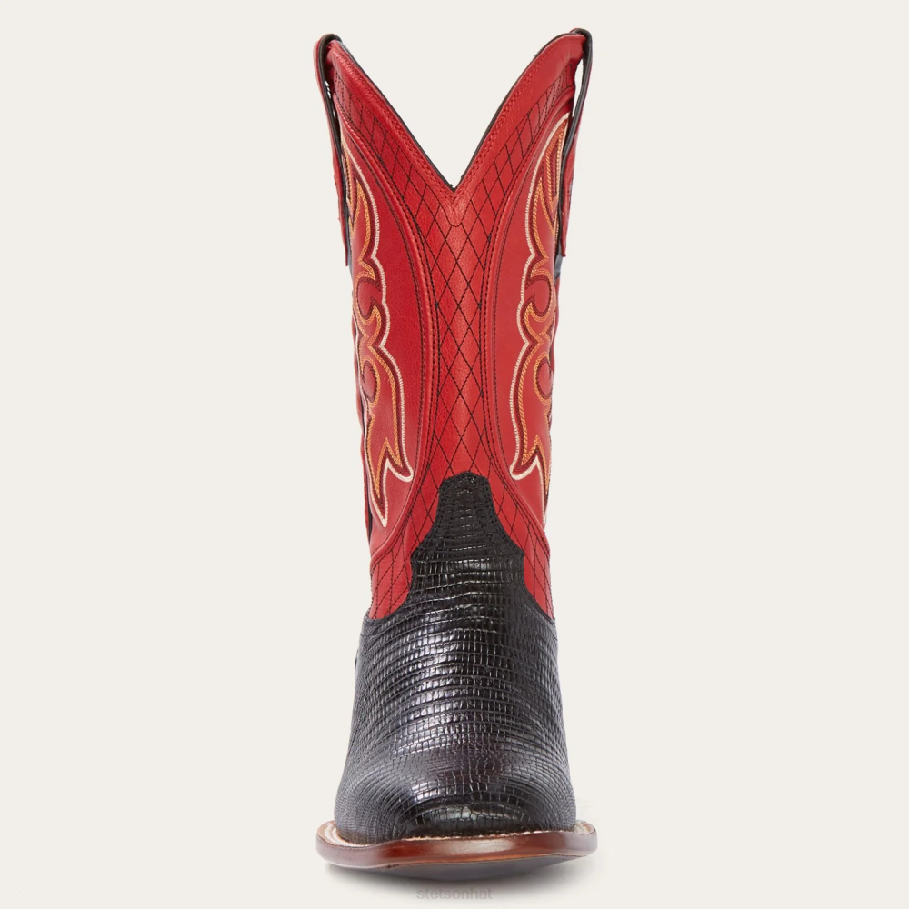 Stetson Arlington Matte Cowboy Boot Black Teju Red Men Footwear 00LX234
