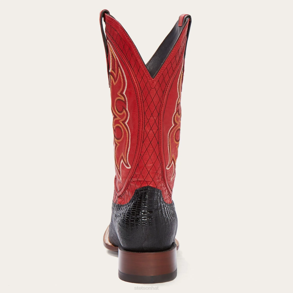 Stetson Arlington Matte Cowboy Boot Black Teju Red Men Footwear 00LX234