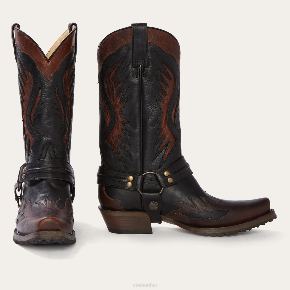 Stetson Biker Outlaw Oiled Leather Cowboy Boot Brown Men Footwear 00LX238