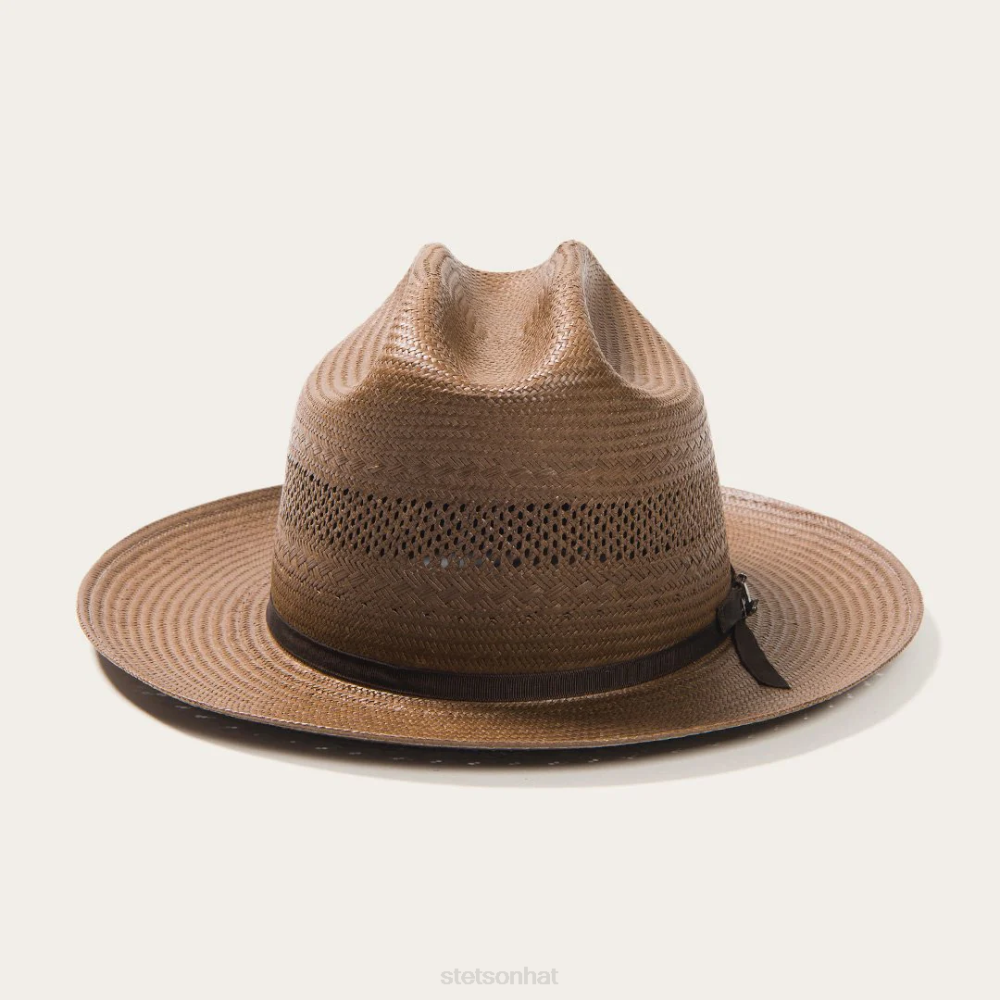 Stetson Open Road Vented Straw Cowboy Hat Chocolate Unisex Headwear 00LX23