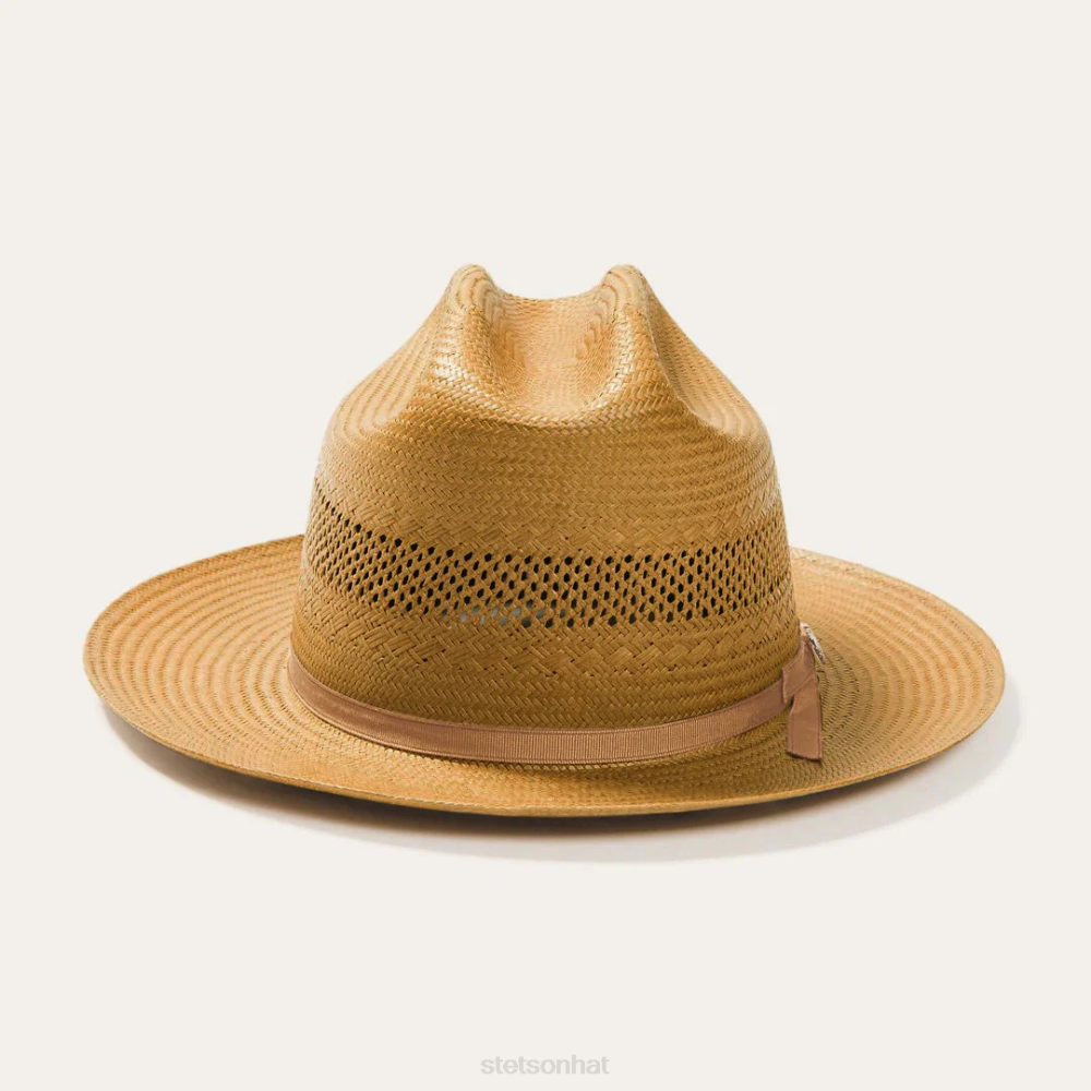 Stetson Open Road Vented Straw Cowboy Hat Cognac Unisex Headwear 00LX22